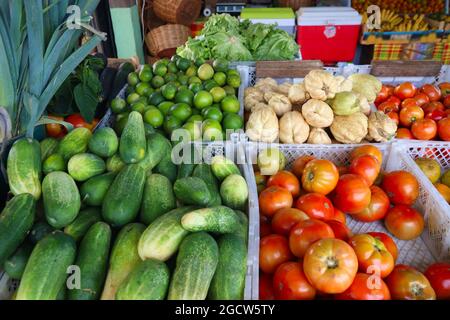 Food Markt in Guadeloupe. Karibik Obst und Gemüse. Stockfoto