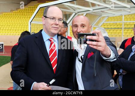 HSH Prinz Albert von Monaco (MON) beim Benefizfußballspiel. Großer Preis von Monaco, Dienstag, 19. Mai 2015. Monte Carlo, Monaco. Stockfoto