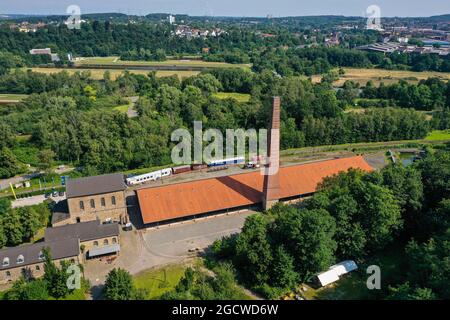 Witten, Nordrhein-Westfalen, Deutschland - LWL Industriemuseum Nightingale Colliery und Duenkelberg Ziegelei im Muttental an der Ruhr. Stockfoto