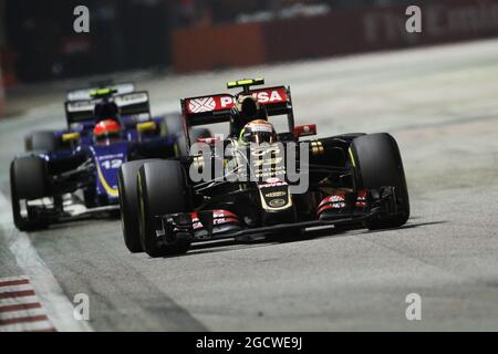 Pastor Maldonado (EHRW.) Lotus F1 E23. Großer Preis von Singapur, Sonntag, 20. September 2015. Marina Bay Street Circuit, Singapur. Stockfoto