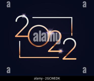 2022 goldene Zahlen Neujahr Grußkarte Royal Gold Stil Poster oder Kalender Cover-Vorlage, Vektor-Illustration. Stock Vektor