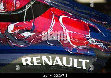 Motorabdeckung Scuderia Toro Rosso STR10 mit Renault-Logo. Großer Preis von Russland, Donnerstag, 8. Oktober 2015. Sotschi Autodrom, Sotschi, Russland. Stockfoto