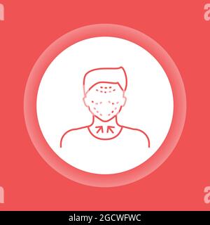 Symbol für die Farbschaltfläche für das Anheben des männlichen Gesichts. Kosmetische Chirurgie. Gesichtsverjüngung. Isoliertes Vektorelement. Skizzieren Sie das Piktogramm für Webseite, mobile App, Promo Stock Vektor