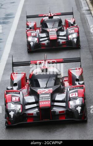 Marcel Fassler (SUI) / Andre Lotterer (GER) / Benoit Treluyer (FRA) #07 Audi Sport Team Joest Audi R18. FIA-Langstrecken-Weltmeisterschaft, Runde 1, Samstag, 11. April 2016. Silverstone, England. Stockfoto