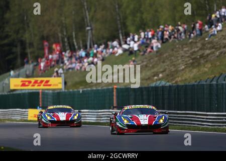 Gianmaria Bruni (ITA) / James Calado (GBR) #51 AF Corse Ferrari F488 GTE. FIA-Langstrecken-Weltmeisterschaft, Runde 2, Samstag, 7. Mai 2016. Spa-Francorchamps, Belgien. Stockfoto