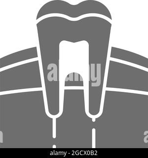 Zahn, Zahnfleisch, Zahnarzt, graues Symbol für menschliche Organe. Stock Vektor