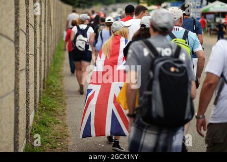 Britischer Fan. Großer Preis von Ungarn, Sonntag, 24. Juli 2016. Budapest, Ungarn. Stockfoto