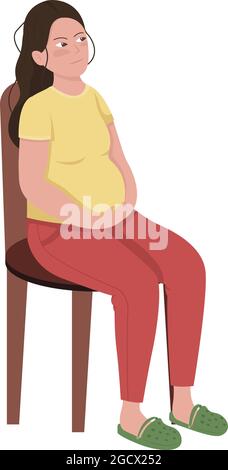 Schwanger Frau semi flach Farbe Vektor-Charakter Stock Vektor