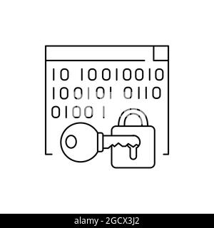 Symbol für die farbige Zeile des Verschlüsselungszeichens. Piktogramm für Webseite, mobile App, Promo. UI UX GUI Design-Element. Bearbeitbare Kontur. Stock Vektor