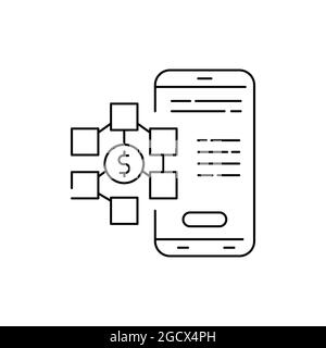 Symbol für farbige Linie des Dapp-Zeichens. Anfängliches öffentliches Angebot. Piktogramm für Webseite, mobile App, Promo. UI UX GUI Design-Element. Bearbeitbare Kontur. Stock Vektor