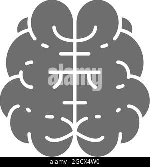 Gehirn, Geist, Intelligenz, menschliches Organ graues Symbol. Stock Vektor