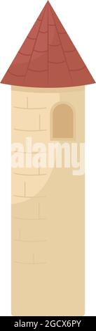 Mittelalterliche Burg Turm halb flach Farbe Vektor Objekt Stock Vektor