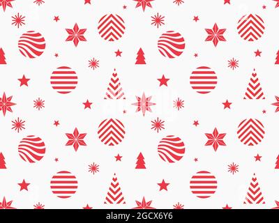 Weihnachtliche rote Symbole nahtloses Muster. Vektorgrafik. Stock Vektor