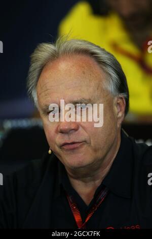 Gene Haas (USA) Haas Automotion President bei der FIA-Pressekonferenz. Großer Preis der Vereinigten Staaten, Freitag, 21. Oktober 2016. Circuit of the Americas, Austin, Texas, USA. Stockfoto