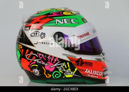 Der Helm von Sergio Perez (MEX) Sahara Force India F1. Großer Preis von Mexiko, Donnerstag, 27. Oktober 2016. Mexiko-Stadt, Mexiko. Stockfoto