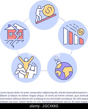 Crisis Denial Concept-Zeilensymbole mit Text Stock Vektor