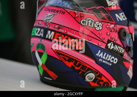 Der Helm von Sergio Perez (MEX) Sahara Force India F1. Großer Preis von Mexiko, Mittwoch, 25. Oktober 2017. Mexiko-Stadt, Mexiko. Stockfoto