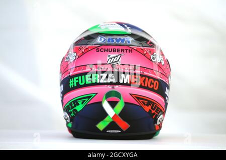 Der Helm von Sergio Perez (MEX) Sahara Force India F1. Großer Preis von Mexiko, Mittwoch, 25. Oktober 2017. Mexiko-Stadt, Mexiko. Stockfoto