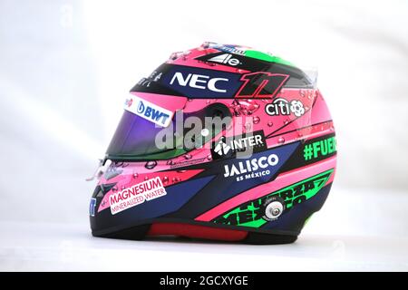 Der Helm von Sergio Perez (MEX) Sahara Force India F1. Großer Preis von Mexiko, Mittwoch, 25. Oktober 2017. Mexiko-Stadt, Mexiko. Stockfoto