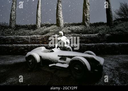 Schnee auf der Strecke. Formel-1-Tests, Tag 3, Mittwoch, 28. Februar 2018. Barcelona, Spanien. Stockfoto