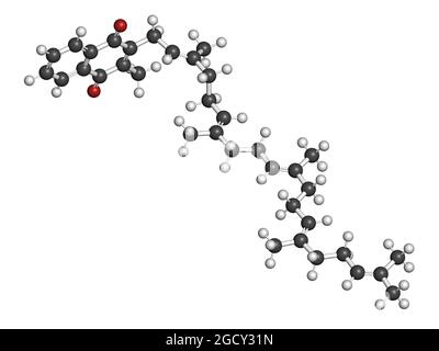 Vitamin K2 oder Menaquinon-Molekül. 3D-Rendering. Stockfoto