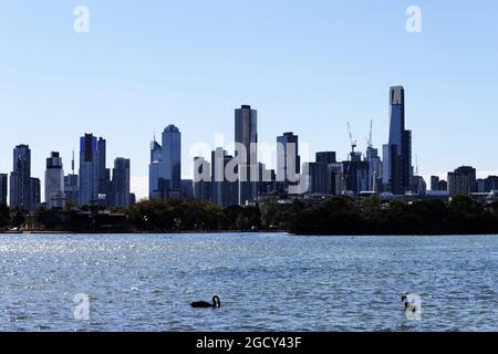 Malerische Skyline von Melbourne. Großer Preis von Australien, Freitag, 23. März 2018. Albert Park, Melbourne, Australien. Stockfoto