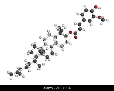 Cycloartenyl ferulate oder Oryzanol EIN Molekül. Hauptbestandteil von Gamma-Oryzanol (Reiskleienöl). 3D Stockfoto