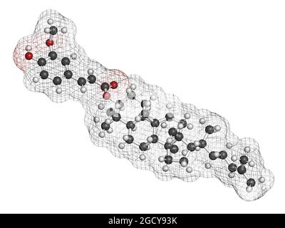 Cycloartenyl ferulate oder Oryzanol EIN Molekül. Hauptbestandteil von Gamma-Oryzanol (Reiskleienöl). 3D Stockfoto