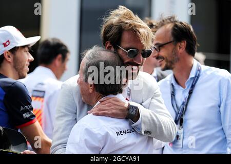 Jean-Eric Vergne (FRA) mit Jean Ragnotti (FRA) Rally Driver und Renault Ambassador. Großer Preis von Frankreich, Sonntag, 24. Juni 2018. Paul Ricard, Frankreich. Stockfoto