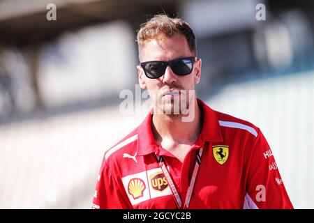 Sebastian Vettel (GER) Ferrari geht die Strecke. Großer Preis von Deutschland, Donnerstag, 19. Juli 2018. Hockenheim, Deutschland. Stockfoto