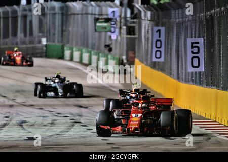 Sebastian Vettel (GER) Ferrari SF71H. Großer Preis von Singapur, Sonntag, 15. September 2018. Marina Bay Street Circuit, Singapur. Stockfoto