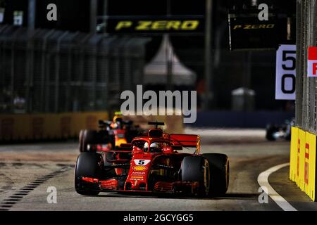 Sebastian Vettel (GER) Ferrari SF71H. Großer Preis von Singapur, Sonntag, 15. September 2018. Marina Bay Street Circuit, Singapur. Stockfoto