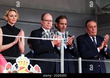 Prinzessin Charlene von Monaco und HSH Prinz Albert von Monaco (MON) auf dem Podium. Großer Preis von Monaco, Sonntag, 26. Mai 2019. Monte Carlo, Monaco. Stockfoto