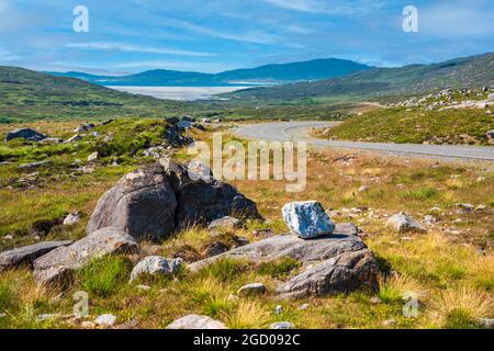 Auf der Insel Harris mit Blick auf den Strand von Luskentire, äußere Hebriden, Schottland, Großbritannien Stockfoto