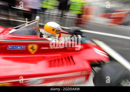 Jody Scheckter (RSA) in seinem Ferrari 312T4 aus dem Jahr 1979. Großer Preis von Italien, Freitag, 6. September 2019. Monza Italien. Stockfoto