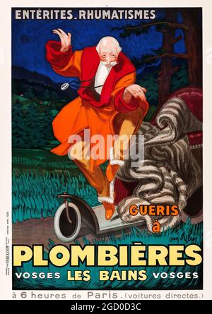 1931 Vintage French Travel Poster, Plombieres Les Bains (Ostfrankreich), Kunstwerk von Jean D'Ylen Stockfoto