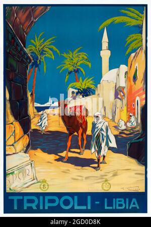 Tripolis, Libyen – Reiseplakat (Italienisches Tourismusbüro (ENIT), Ende der 1920er bis Anfang der 1930er Jahre) Stockfoto