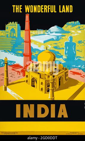 Vintage Travel Poster – Indien Travel Poster (Government of India, New Delhi, 1958) Digital verbessert. „Das Wunderbare Land Indien“ Stockfoto