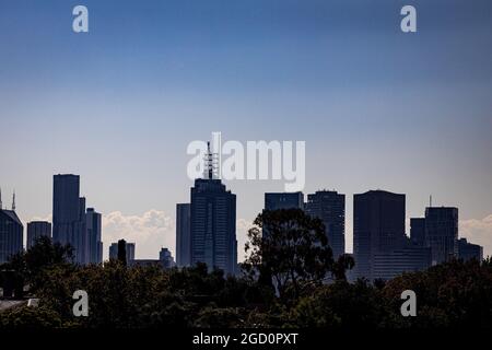 Malerische Skyline von Melbourne. Großer Preis von Australien, Mittwoch, 11. März 2020. Albert Park, Melbourne, Australien. Stockfoto