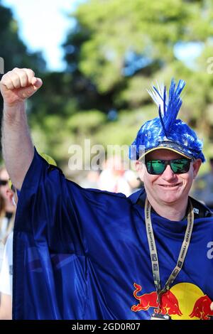 Circuit Atmosphere - Red Bull Racing Fan. Großer Preis von Australien, Donnerstag, 12. März 2020. Albert Park, Melbourne, Australien. Stockfoto