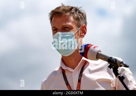 Jenson Button (GBR) Sky Sports F1 Presenter. Großer Preis von Großbritannien, Sonntag, 2. August 2020. Silverstone, England. Stockfoto