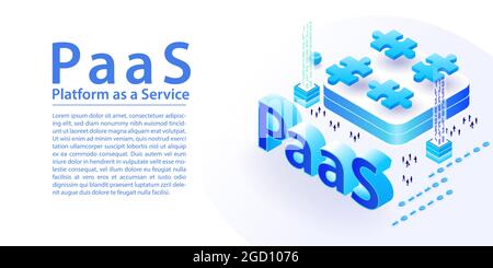 Infografik zu PaaS Platform as a Service Concept Isometrische 3d-Vektordarstellung von SaaS-Text als breitem Webbanner in modernem Layout. Stock Vektor