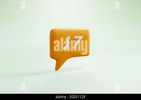 Orangefarbene Dialogblase auf weißem Hintergrund isoliert. 3D-Illustration. Hochwertige 3d-Illustration Stockfoto