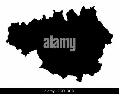 Greater Manchester dunkle Silhouette Karte isoliert auf weißem Hintergrund, England Stock Vektor