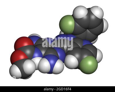 Vericiguat Heart Failure Drug Molecule. 3D-Rendering. Stockfoto