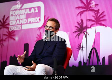 Tom Garfinkel (USA) Vice Chairman, President und Chief Executive Officer – Ankündigung des Grand Prix von Miami. Großer Preis der Emilia Romagna, Sonntag, 18. April 2021. Imola, Italien. FIA Pool-Bild nur zur redaktionellen Verwendung Stockfoto