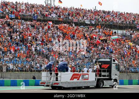 Fahrerparade. Großer Preis von Ungarn, Sonntag, 1. August 2021. Budapest, Ungarn. Stockfoto