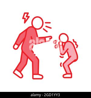 Farbsymbol für Eltern, die Kinder schikanieren. Menschenrechte. Kindesmissbrauch. Gewalt in der Familie. Bearbeitbare Kontur. Stock Vektor