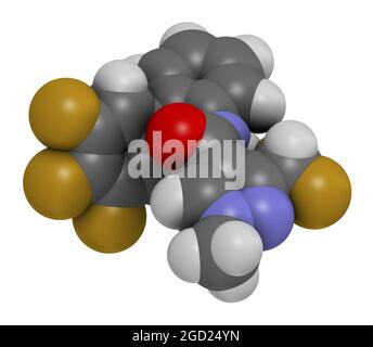 Fluxapyroxad Fungizid-Molekül. 3D-Rendering. Stockfoto