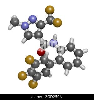 Fluxapyroxad Fungizid-Molekül. 3D-Rendering. Stockfoto